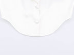 Women Clothing Simple Elegant White Slim Fit Backless Silk Satin Texture Short Blazer SenDa