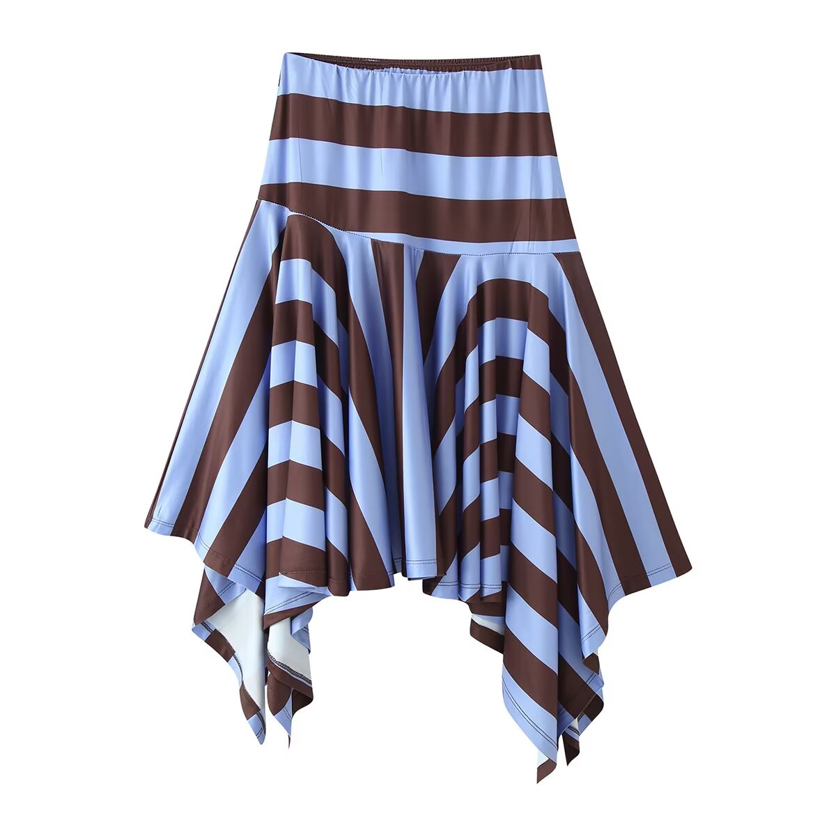 Women Clothing Western Striped Asymmetric Skirt CHEN