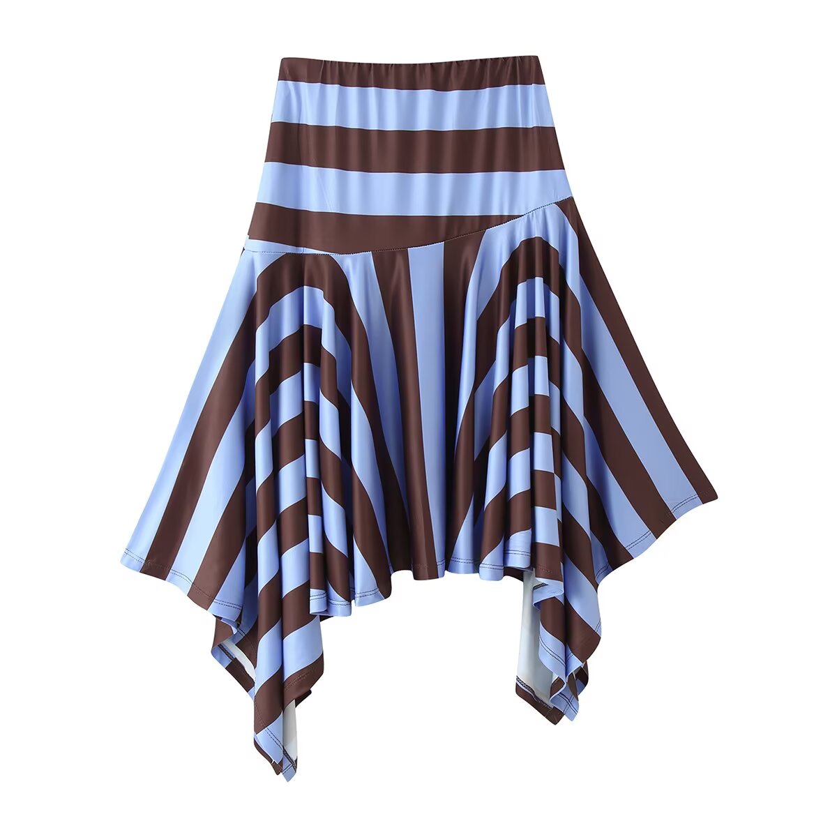 Women Clothing Western Striped Asymmetric Skirt CHEN