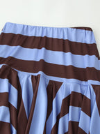 Women Clothing Western Striped Asymmetric Skirt CHEN