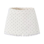 Sexy Lace Stitching Polka Dot Skirt Women Summer Anti Exposure Slimming False Two Piece Sheath Short Skirt Aiostar