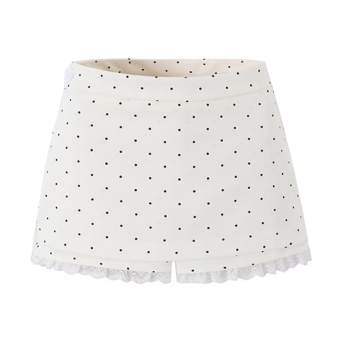 Sexy Lace Stitching Polka Dot Skirt Women Summer Anti Exposure Slimming False Two Piece Sheath Short Skirt Aiostar