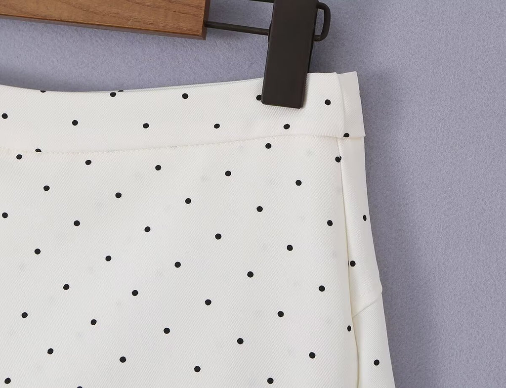 Sexy Lace Stitching Polka Dot Skirt Women Summer Anti Exposure Slimming False Two Piece Sheath Short Skirt Aiostar
