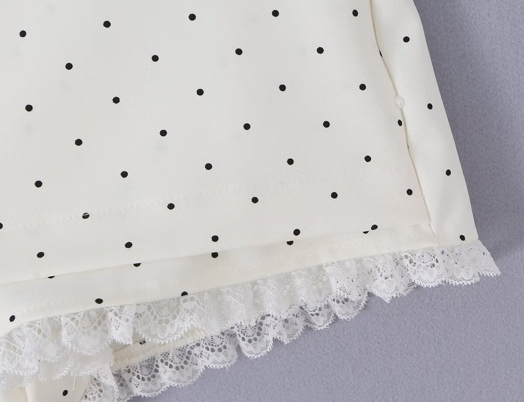 Sexy Lace Stitching Polka Dot Skirt Women Summer Anti Exposure Slimming False Two Piece Sheath Short Skirt Aiostar