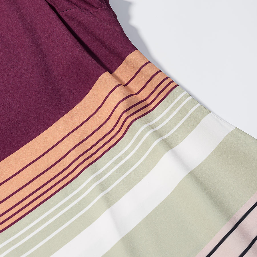 Women Clothing Summer Retro Contrast Color Backless Sexy Stripes Strap Dress JiaJia