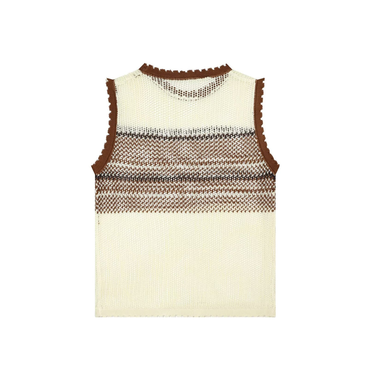 Women Clothing Summer Artistic Contrast Color Design round Neck Knitted Vest Top Howe