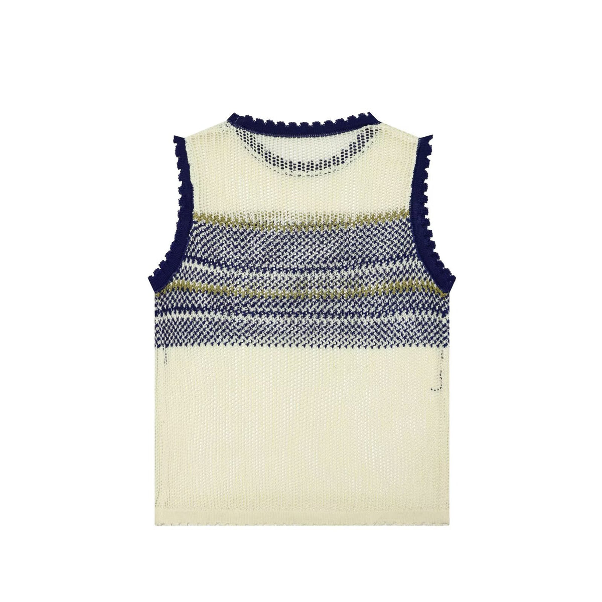 Women Clothing Summer Artistic Contrast Color Design round Neck Knitted Vest Top Howe