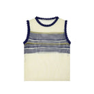 Women Clothing Summer Artistic Contrast Color Design round Neck Knitted Vest Top Howe
