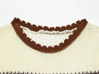 Women Clothing Summer Artistic Contrast Color Design round Neck Knitted Vest Top Howe