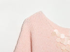 Women Clothing Summer French Gentle Handmade Sequin Accessories Sweater Howe