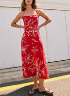Women Clothing Western Printed Poplin Midi Dress flightCourse