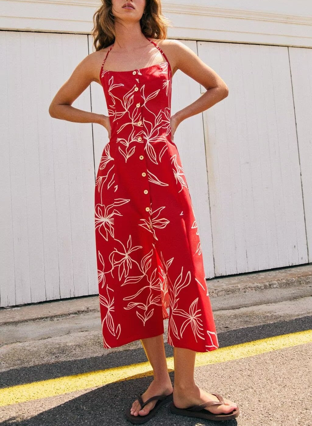 Women Clothing Western Printed Poplin Midi Dress flightCourse