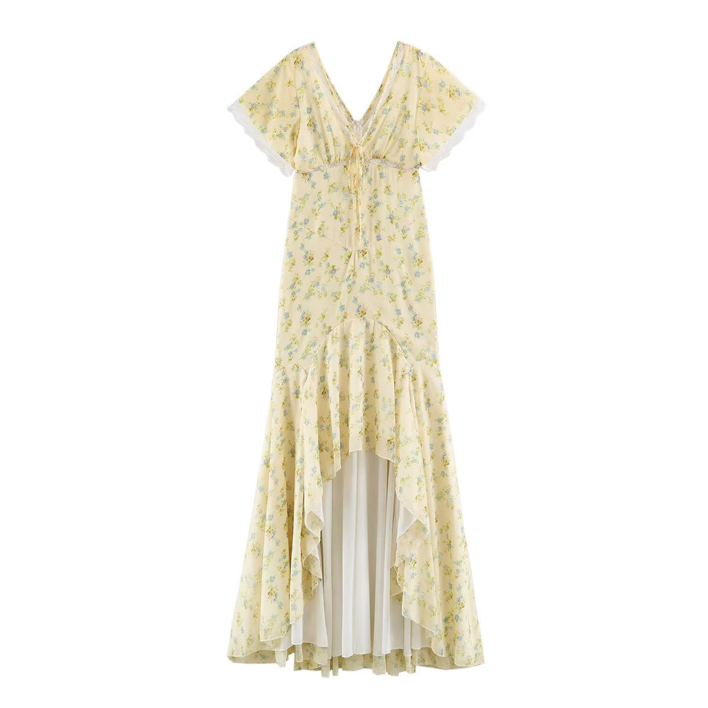 Women Clothing French Floral Lace Slim Fit Long Hip Dress LongZest