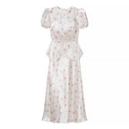 Puff Sleeve Waist Controlled Top Fishtail Two Piece Overskirt French Vintage Waist Elegant Outfit JiaJia