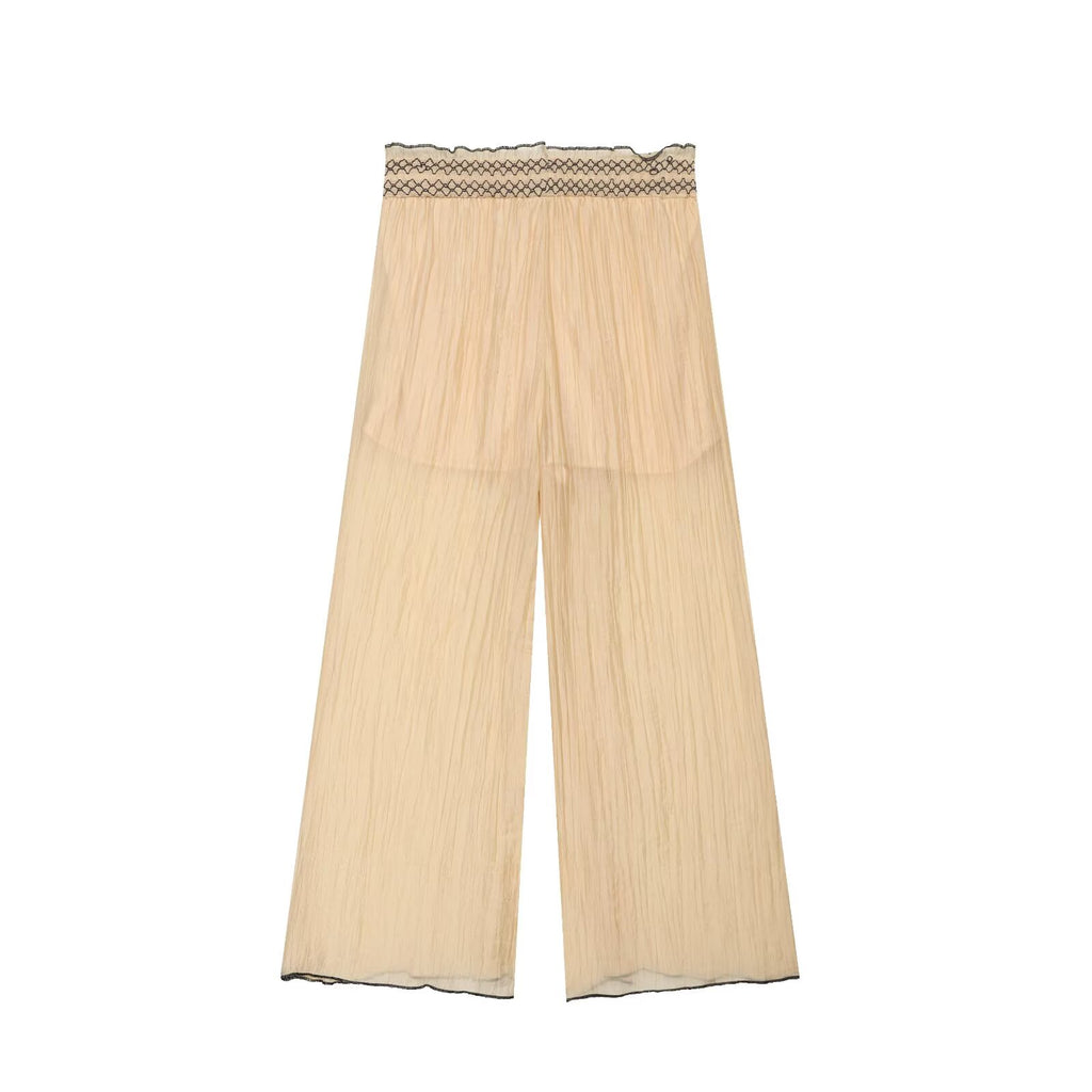 Women Clothing Color Contrast Stitching Vest Top Wide Leg Pant Sets Howe