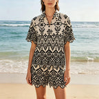 Summer Color Block Embroidery Shirt Embroidered Shorts Sets Howe