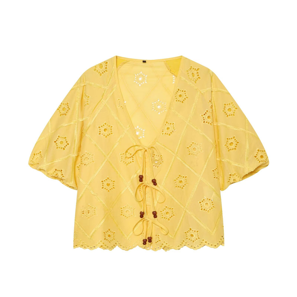 Women Solid Color Summer Embroidered Short Sets Howe