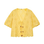 Women Solid Color Summer Embroidered Short Sets Howe
