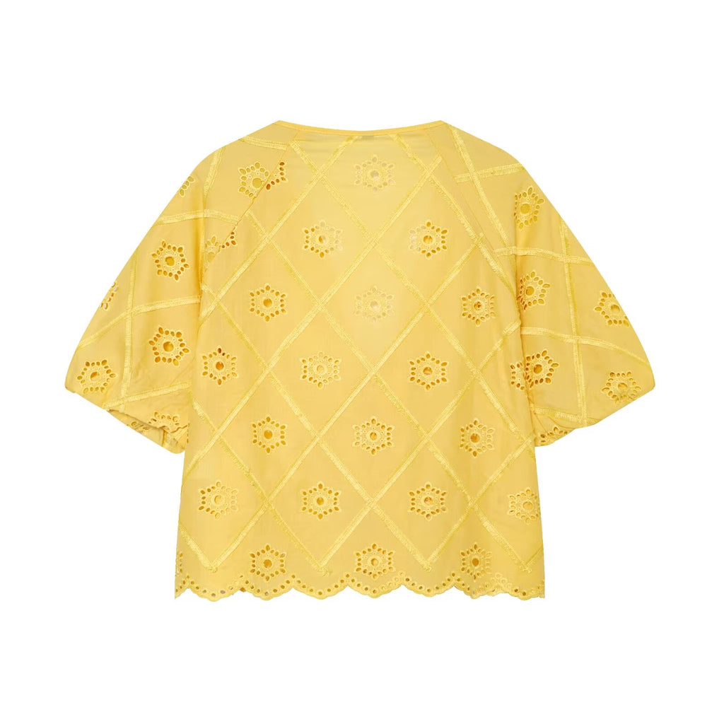 Women Solid Color Summer Embroidered Short Sets Howe