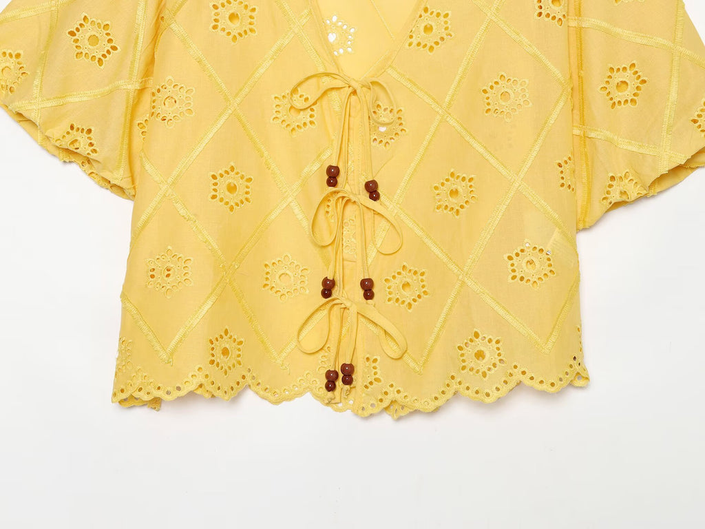 Women Solid Color Summer Embroidered Short Sets Howe