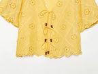 Women Solid Color Summer Embroidered Short Sets Howe