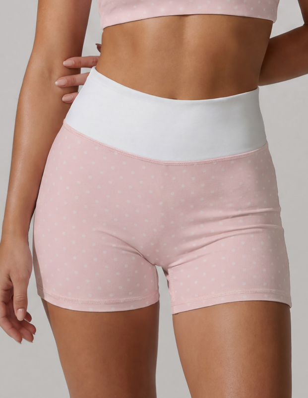 Summer Contrast Color Polka Dot Peach Hip Raise Yoga Sports Shorts Women High Strength Fitness Shorts Training Yoga Running YiGlo
