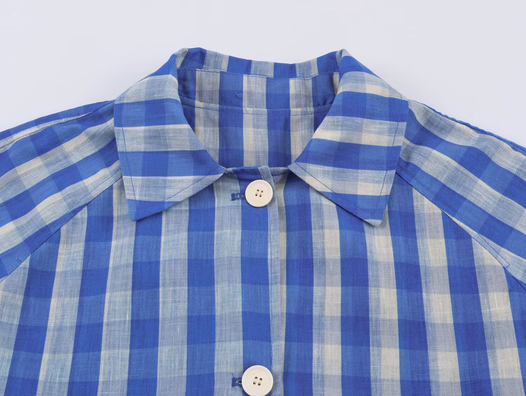 Office Polo Collar Stripes Trench Coat Women Blue Intellectual Elegant Design SenDa