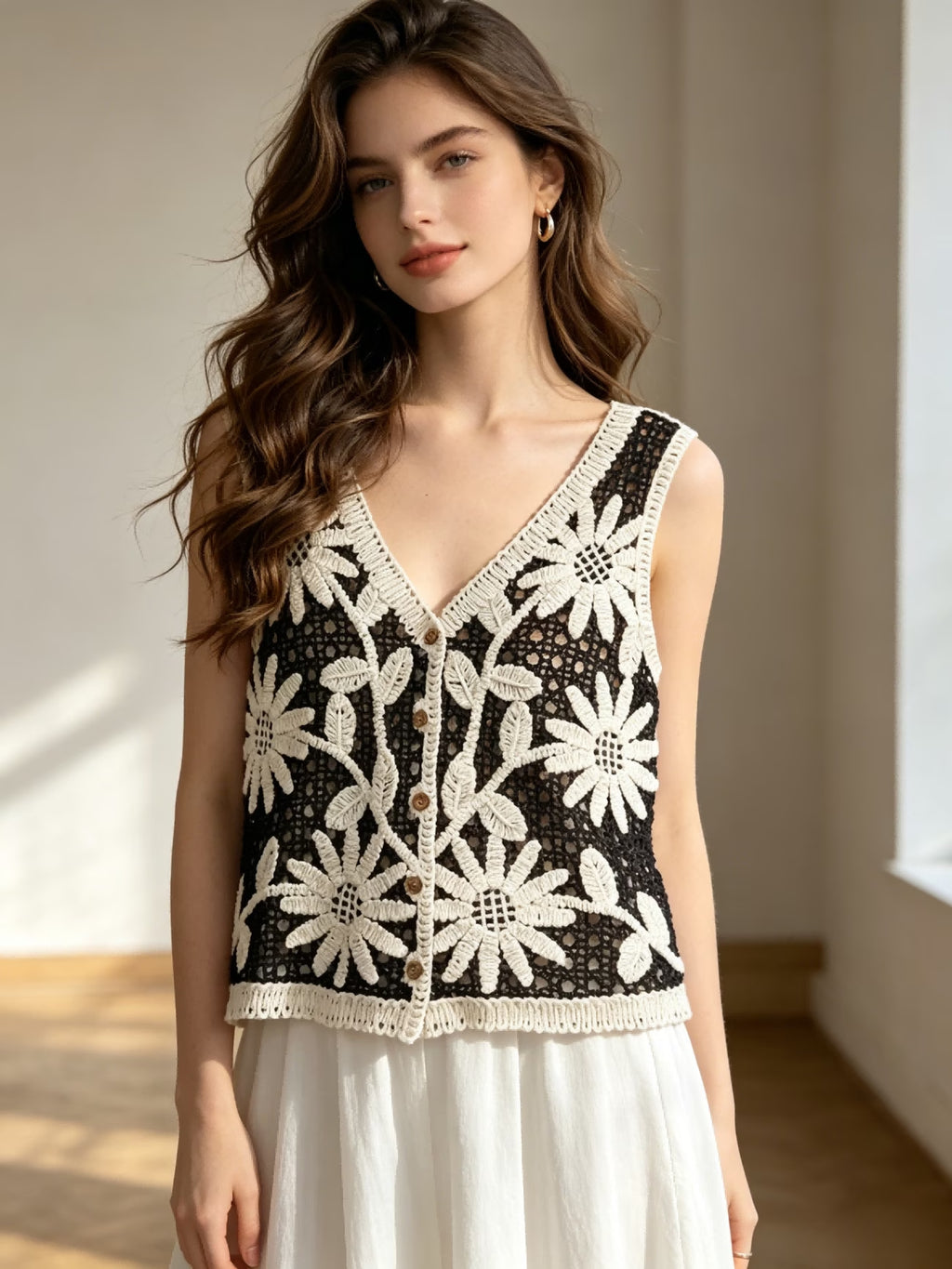 Women Summer Embroidered Sleeveless Multi Color Vest Reddy