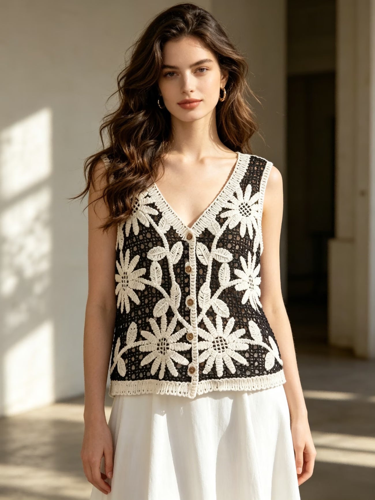 Women Summer Embroidered Sleeveless Multi Color Vest Reddy