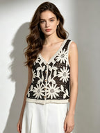 Women Summer Embroidered Sleeveless Multi Color Vest Reddy