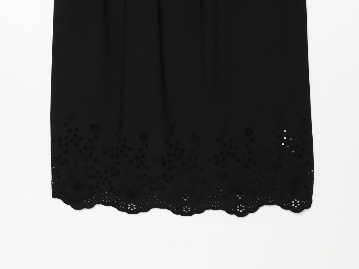 Women Hollow Out Cutout Embroidered Midi Strap Dress Howe
