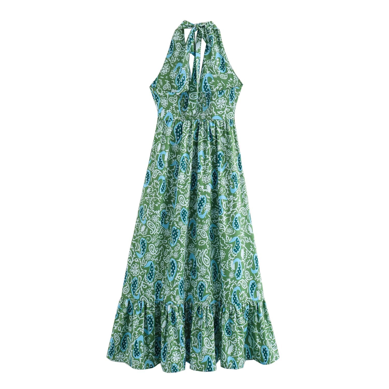 Women Clothing Summer Floral Print Halter Dress Goyo