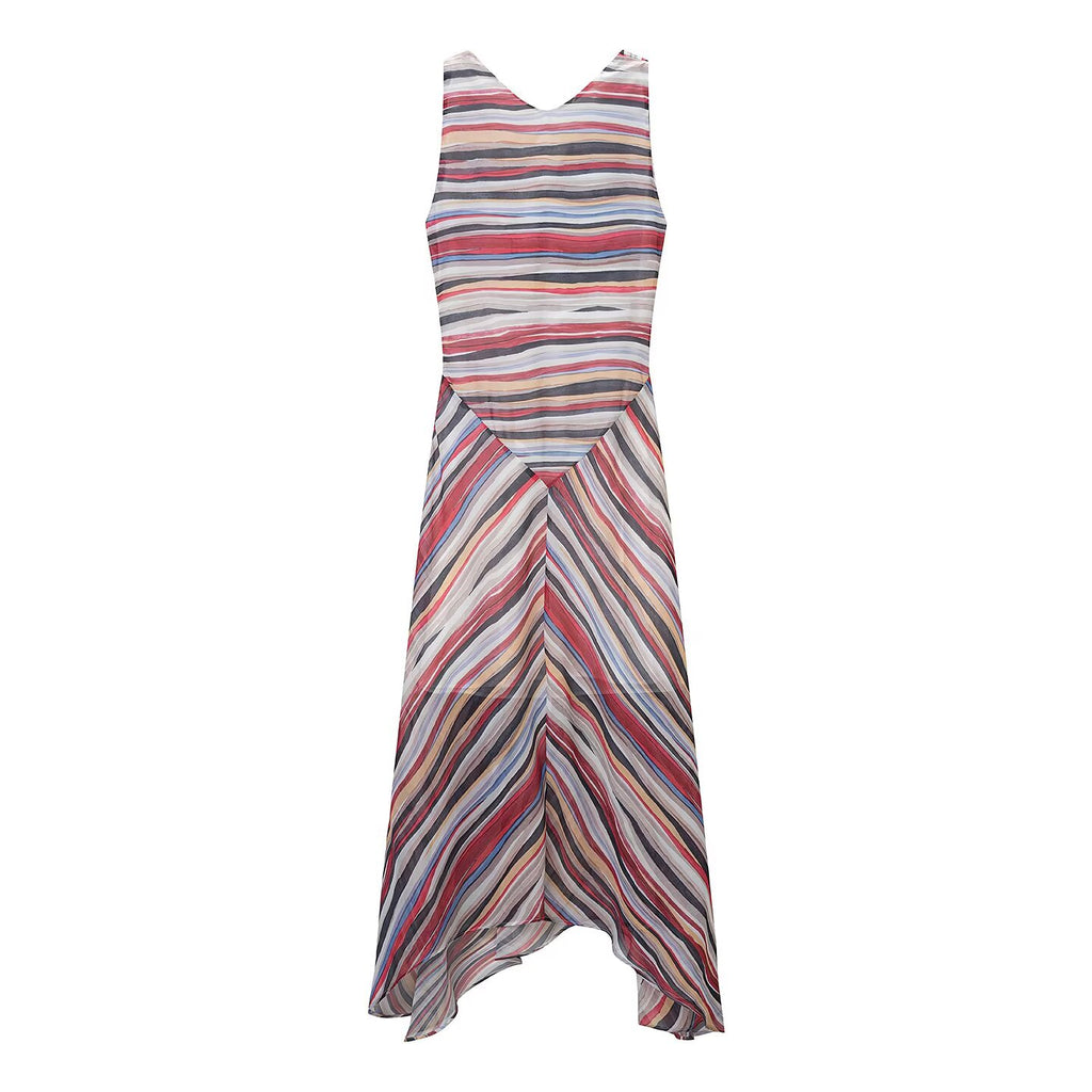 Retro Striped Spaghetti Straps Dress Slimming Vacation Wear Matching Midi Dress JiaJia