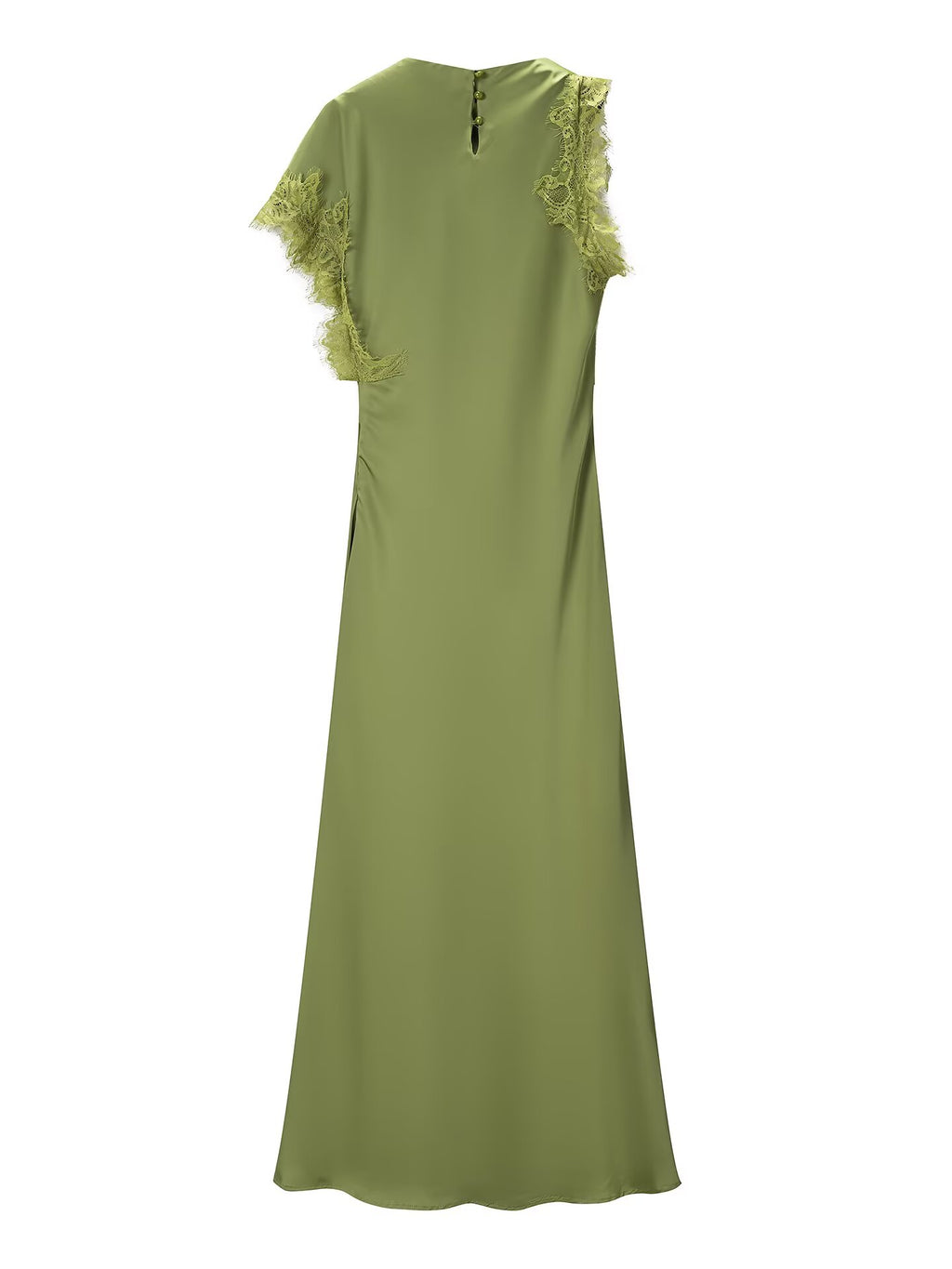 Women Elegant Slim Fit Design Lace Irregular Asymmetric Stitching Maxi Dress JiaJia