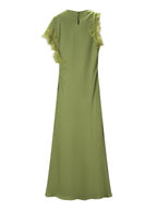 Women Elegant Slim Fit Design Lace Irregular Asymmetric Stitching Maxi Dress JiaJia
