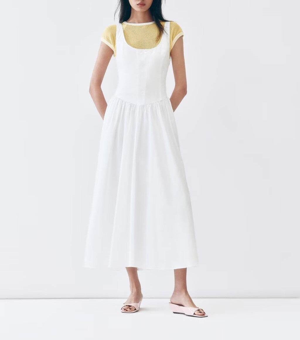 Women Clothing Summer Casual round Neck Sleeveless Strap Maxi Dress flightCourse