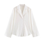 Women Spring Solid Button Top Shirt Pant Sets SenDa