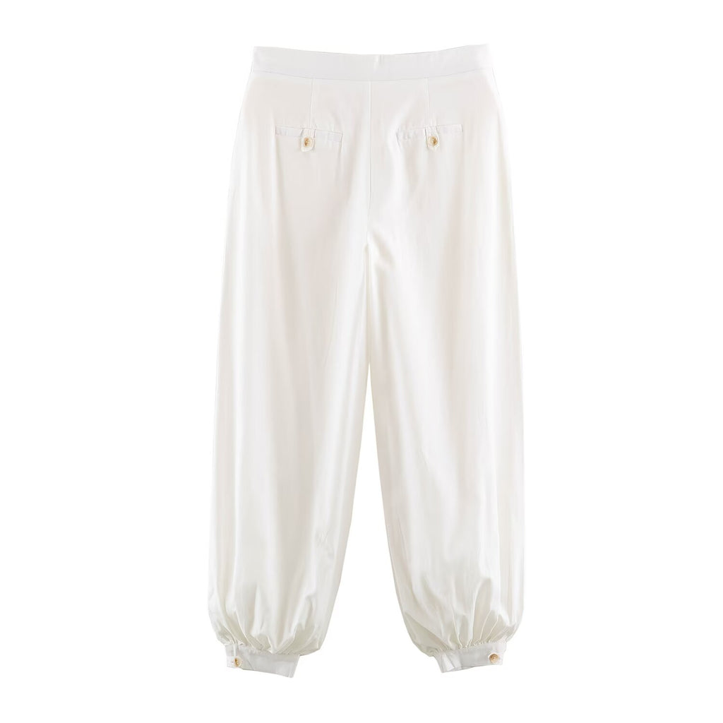 Women Spring Solid Button Top Shirt Pant Sets SenDa