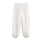 Women Spring Solid Button Top Shirt Pant Sets SenDa