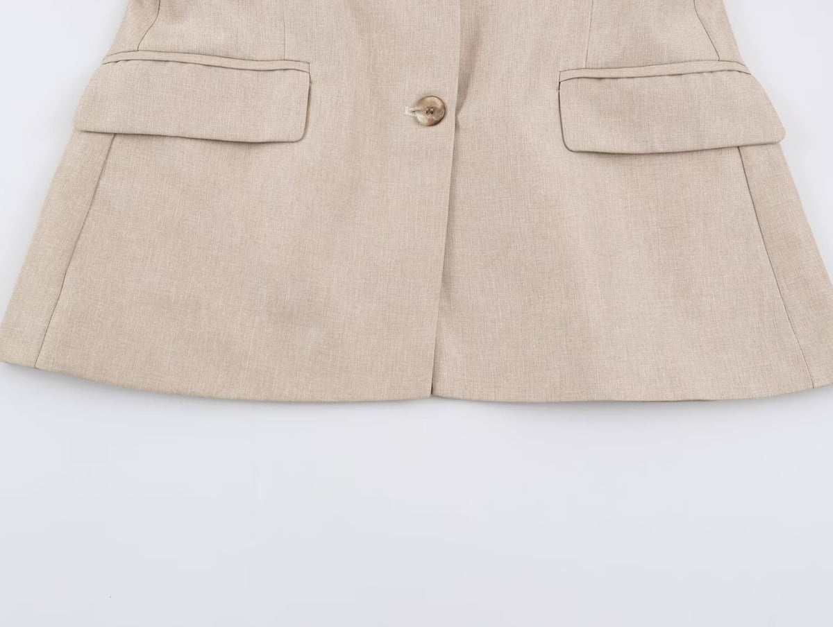 Women Clothing Summer Pleated Blazer Straight Leg Pants Sets SenDa