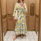 Women Clothing Autumn Rayon Printed Bohemian Vacation Loose Long Sleeve Dress YiPin