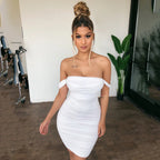 Robe fourreau sexy en maille à col licou pour boîte de nuit