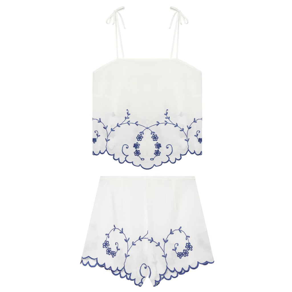 Summer Blended Embroidered Top Casual Shorts Sets Howe