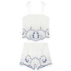 Summer Blended Embroidered Top Casual Shorts Sets Howe