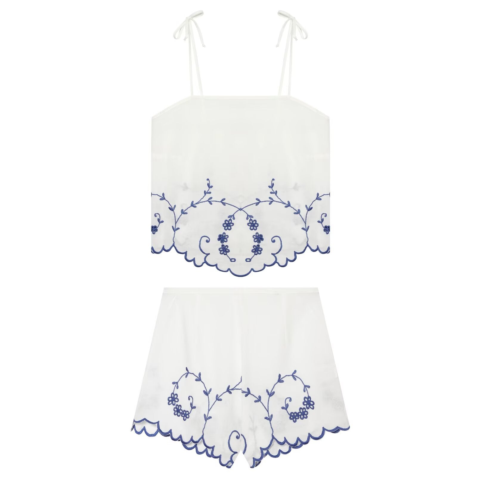 Summer Blended Embroidered Top Casual Shorts Sets Howe