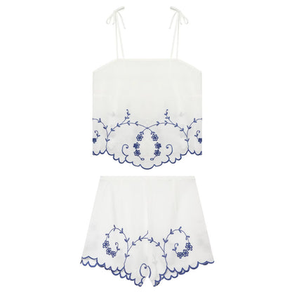 Summer Blended Embroidered Top Casual Shorts Sets Howe
