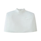 Women Clothing Office Small Stand Collar Faux Pocket Decoration Cape Top CHEN
