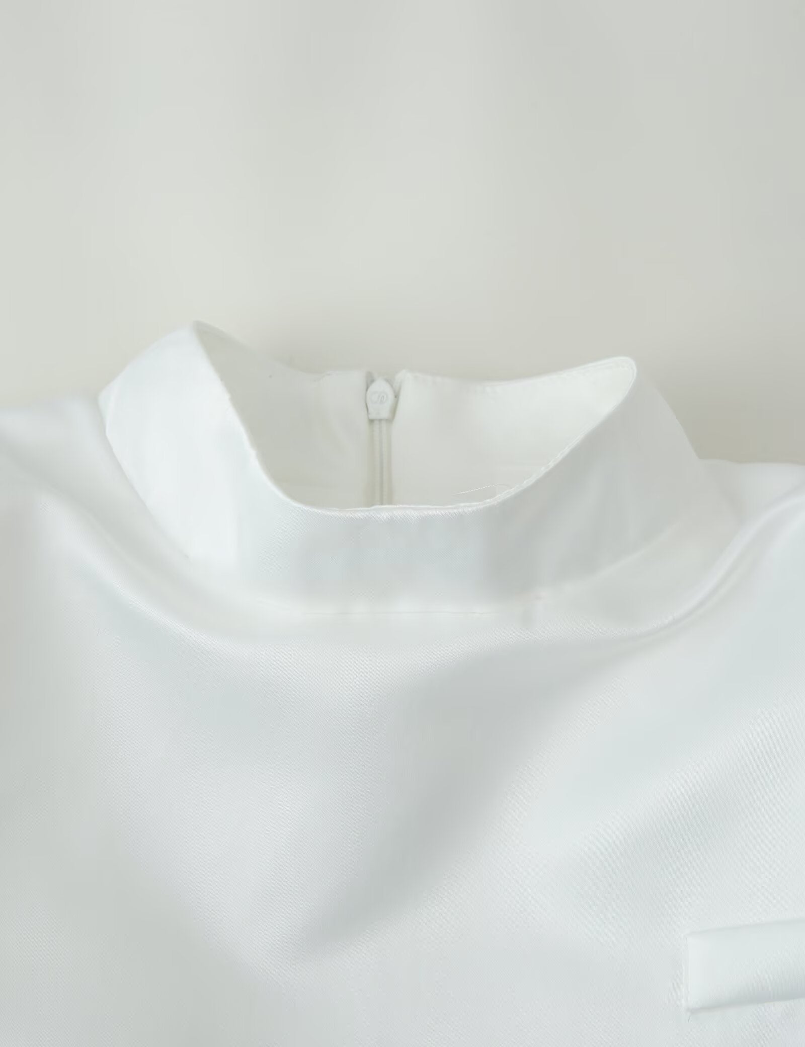 Women Clothing Office Small Stand Collar Faux Pocket Decoration Cape Top CHEN