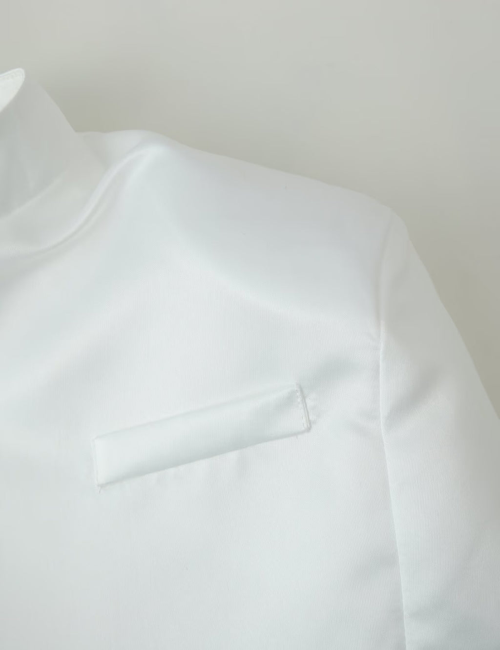 Women Clothing Office Small Stand Collar Faux Pocket Decoration Cape Top CHEN