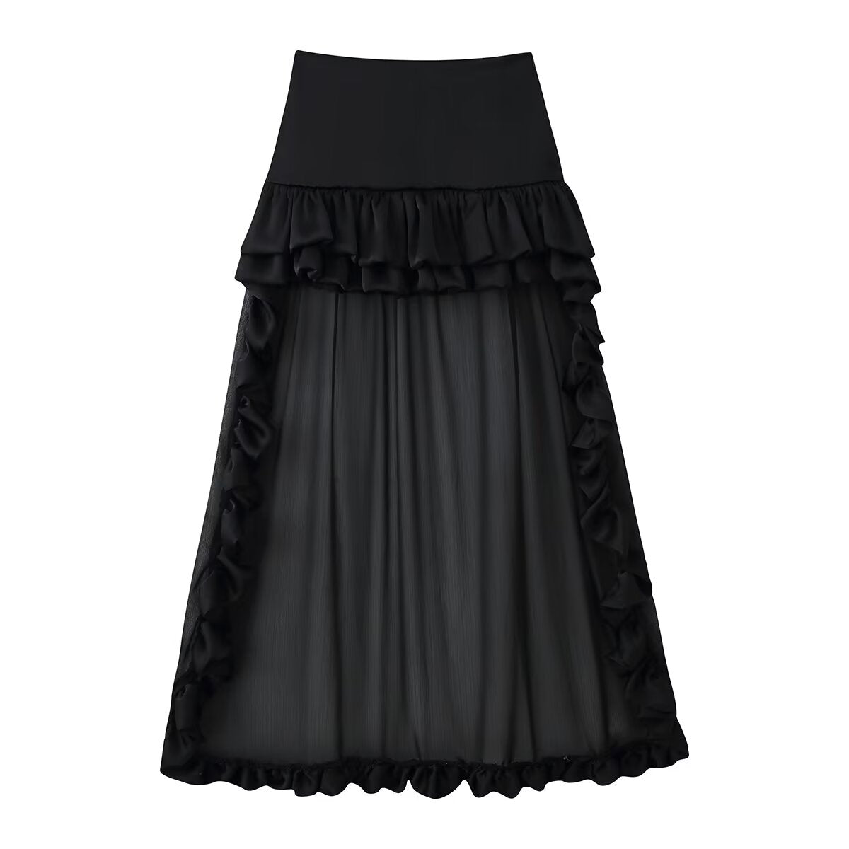 Women Clothing Summer Multi Layer Ruffled Long Trailing Skirt CHEN